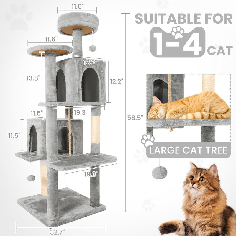 Árbol Rascador para Gatos con Hojas Verdes - Casa Cómoda de Felpa y Poste Rascador para Gatos de Interior