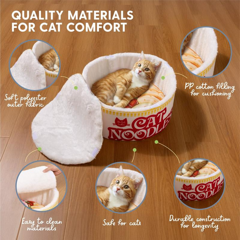 Cama para Gatos Diseño Ramen - Cuna Redonda Suave y Cómoda para Gatos y Mascotas Pequeñas