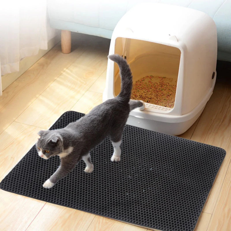 Alfombrilla para Arena de Gato Impermeable EVA Doble Capa Alfombra Trampa Arena Gatos Almohadilla Limpia Productos Accesorios para Gatos