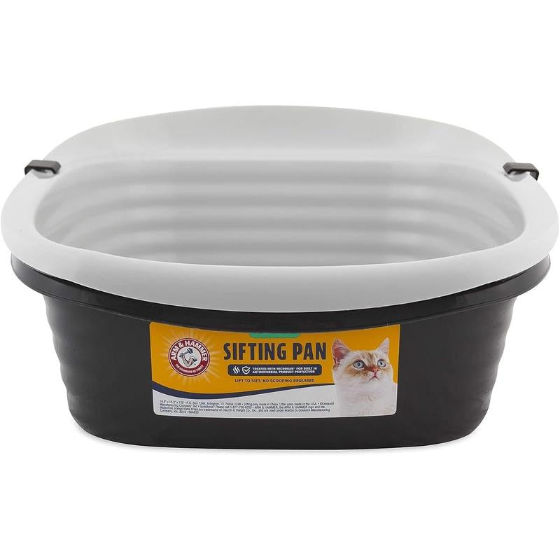 Arm & Hammer Large Sifting Litter Box Scoop Free Cat Litter Tray with Microban, Made in USA Doskocil