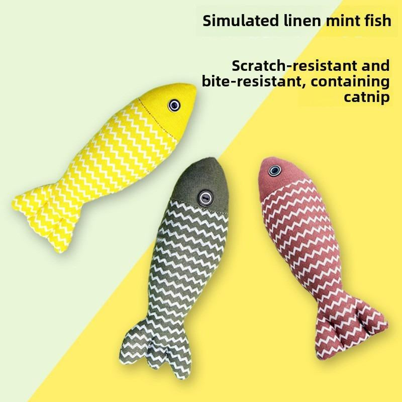 Juguetes para Gatos Pescado con Hierba Gatera - 3 Piezas Sonido Crujiente, Juguetes Interactivos de Lino Suave para Ejercicio Felino Indoor 20cm - Todas las Razas