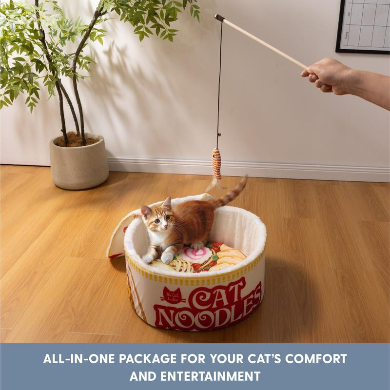 Cama para Gatos Diseño Ramen - Cuna Redonda Suave y Cómoda para Gatos y Mascotas Pequeñas