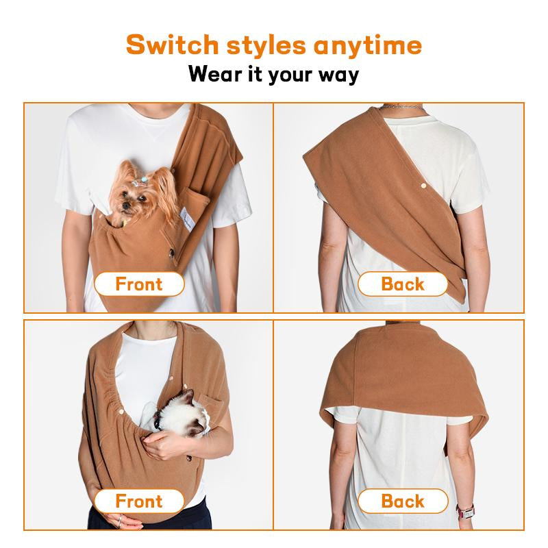 Large Pet Sling, Pet Carrier, Handsfree up to 15Lbs, Dog & Cat Sling Soft Touch for Chinchillas, Hedgehogs, Puppies, Sugar Gliders, Guinea Pigs, Rabbits, Kittens Etc Bag Hands Free
