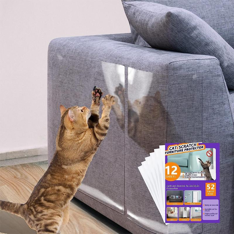 AISOON 60 Pcs Cat Scratch Furniture Protector Single Side Couch Protector for Cats, Self-Adhesive Cat Tape for Furniture,Cat Scratch Deterrent for Furniture