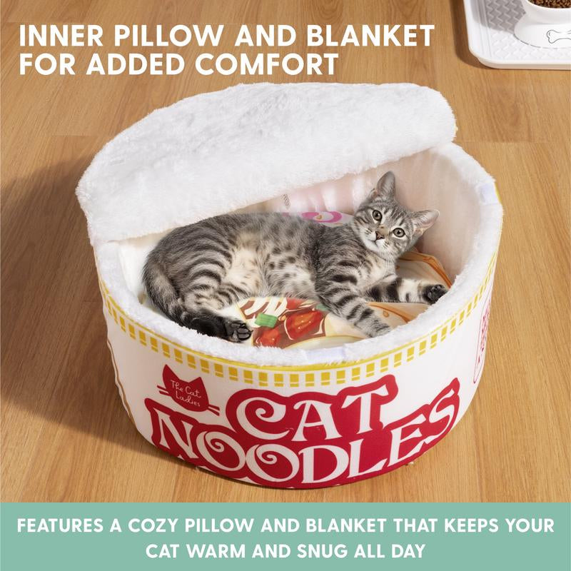 Cama para Gatos Diseño Ramen - Cuna Redonda Suave y Cómoda para Gatos y Mascotas Pequeñas