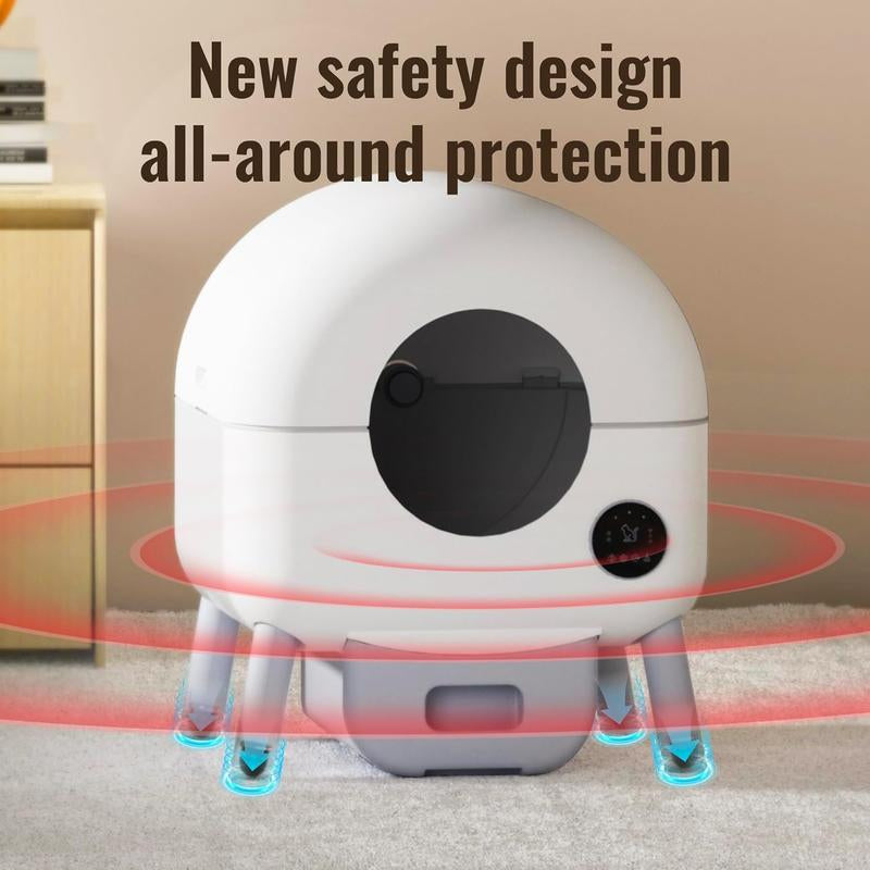 MEEGEEM 100L Extra Large Automatic Cat Litter Box Self Cleaning for Multiple Cats, 2.2Lb-30Lb Cat Can Use,Anti-Pinch/Odor-Removal Design, Litter Robot with APP Control & Safe Alert,All Litter Can Use, with Garbage Bags, App Control