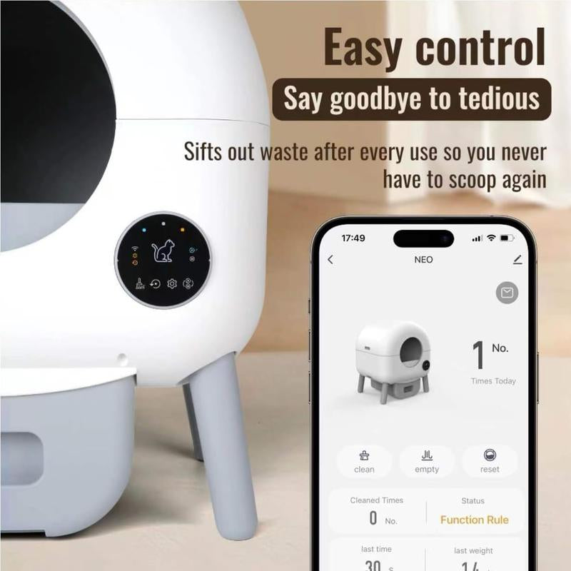 MEEGEEM 100L Extra Large Automatic Cat Litter Box Self Cleaning for Multiple Cats, 2.2Lb-30Lb Cat Can Use,Anti-Pinch/Odor-Removal Design, Litter Robot with APP Control & Safe Alert,All Litter Can Use, with Garbage Bags, App Control