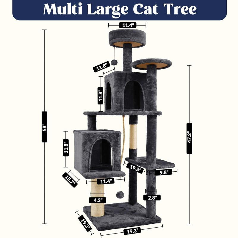 Árbol Rascador para Gatos con Hojas Verdes - Casa Cómoda de Felpa y Poste Rascador para Gatos de Interior