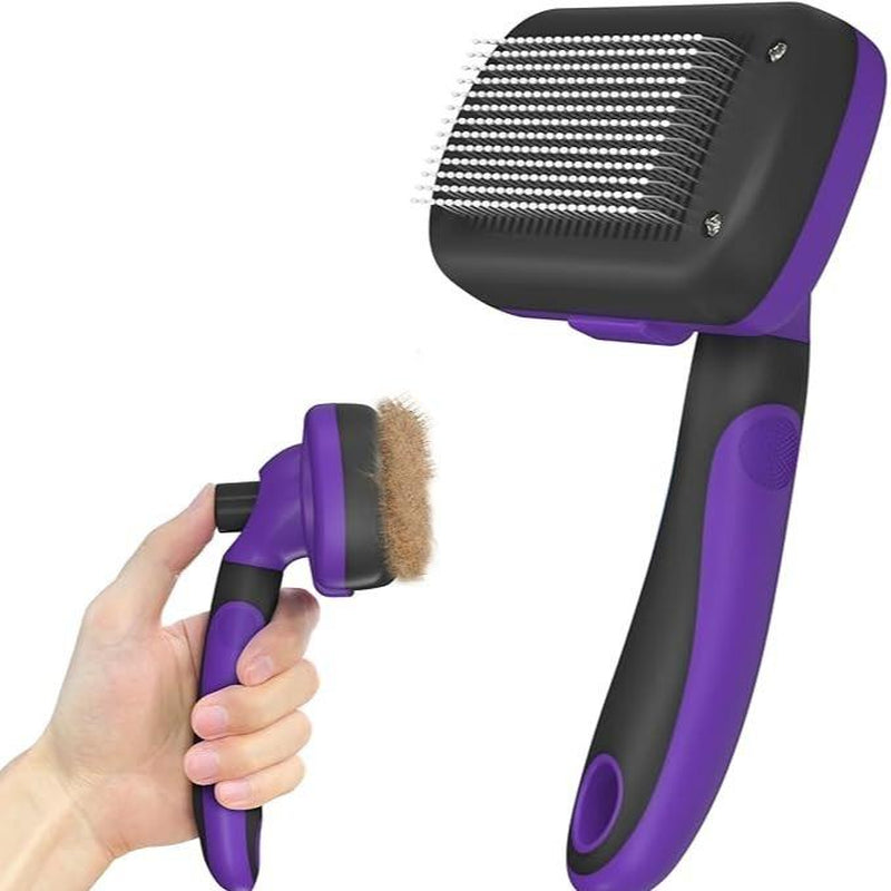 Cepillo Desenredante Autolimpiante para Gatos y Perros - Herramienta de Aseo Profesional Anti-Mudanza de Pelo Largo y Corto