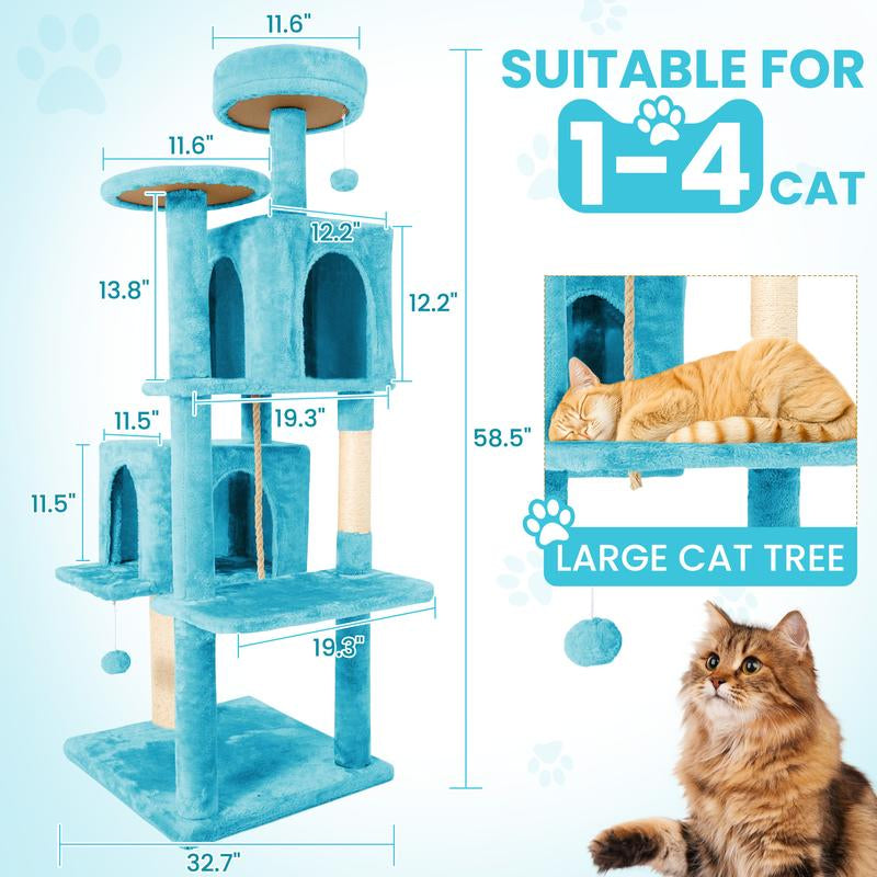 Árbol Rascador para Gatos con Hojas Verdes - Casa Cómoda de Felpa y Poste Rascador para Gatos de Interior