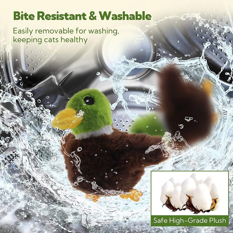 Juguete Interactivo para Gatos Pato Aleteo y Sonido - USB Recargable, Ejercicio y Juego para Gatitos de Interior