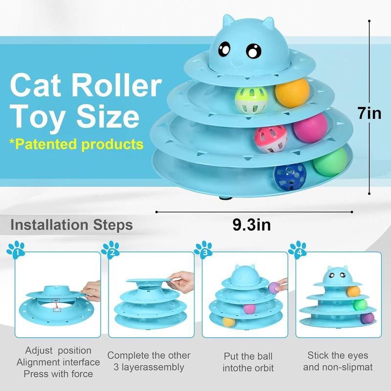 Set de 24 Juguetes Interactivos para Gatos - Kit Completo con Torbellino 3 Niveles, Juguetes con Hierba Gatera, Ratones y Pelotas Variadas