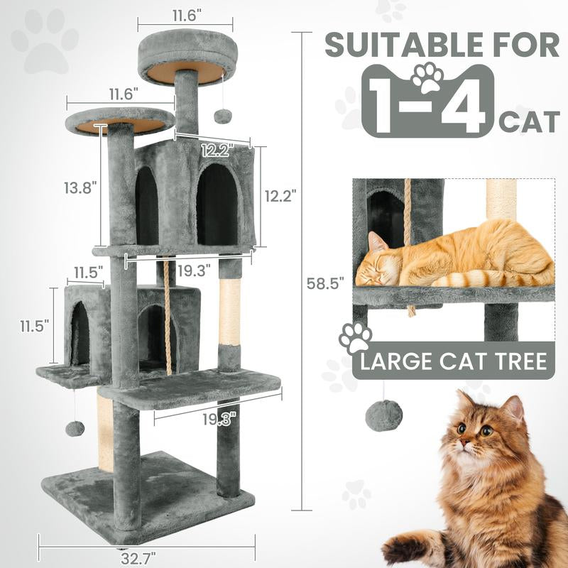 Árbol Rascador para Gatos con Hojas Verdes - Casa Cómoda de Felpa y Poste Rascador para Gatos de Interior