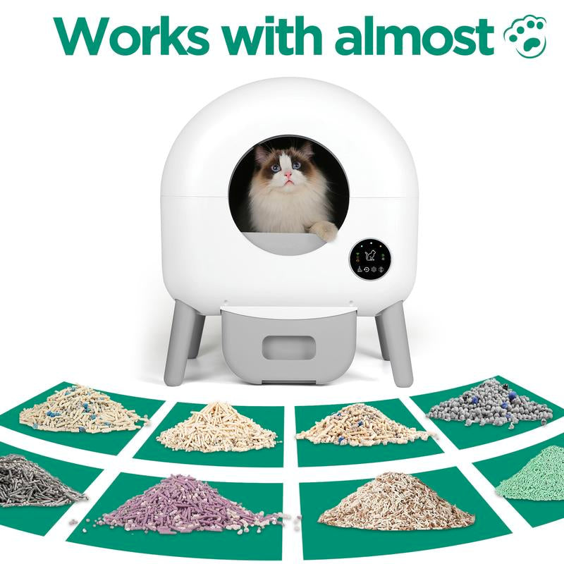 MEEGEEM 100L Extra Large Automatic Cat Litter Box Self Cleaning for Multiple Cats, 2.2Lb-30Lb Cat Can Use,Anti-Pinch/Odor-Removal Design, Litter Robot with APP Control & Safe Alert,All Litter Can Use, with Garbage Bags, App Control
