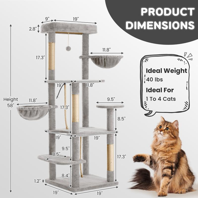 Árbol Rascador para Gatos con Hojas Verdes - Casa Cómoda de Felpa y Poste Rascador para Gatos de Interior