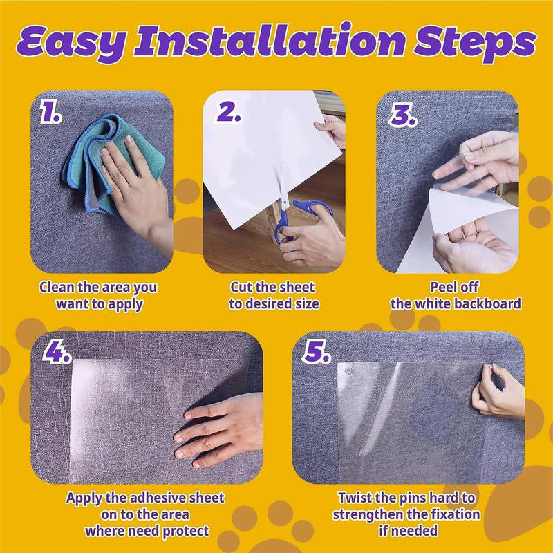 AISOON 60 Pcs Cat Scratch Furniture Protector Single Side Couch Protector for Cats, Self-Adhesive Cat Tape for Furniture,Cat Scratch Deterrent for Furniture