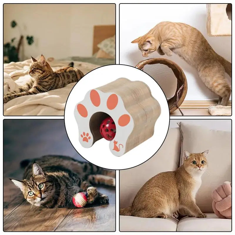 Juguete Rascador de Cartón para Gatos - Tabla Rascadora Plegable con Pelota y Pista - Accesorio para Raspar y Jugar