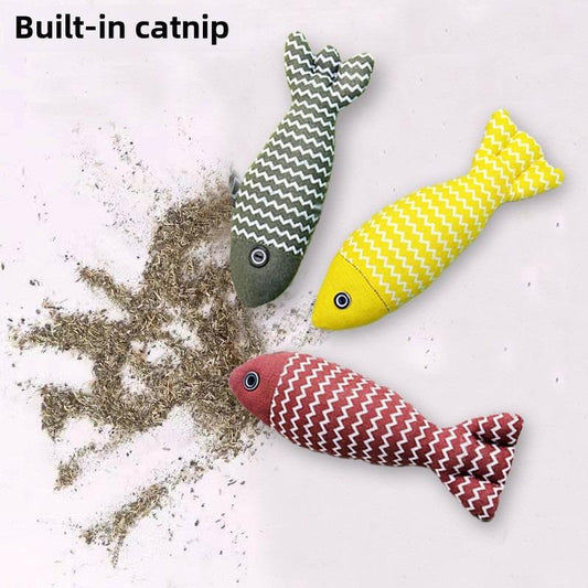 Juguetes para Gatos Pescado con Hierba Gatera - 3 Piezas Sonido Crujiente, Juguetes Interactivos de Lino Suave para Ejercicio Felino Indoor 20cm - Todas las Razas