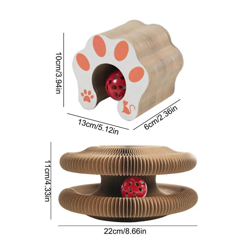 Juguete Rascador de Cartón para Gatos - Tabla Rascadora Plegable con Pelota y Pista - Accesorio para Raspar y Jugar