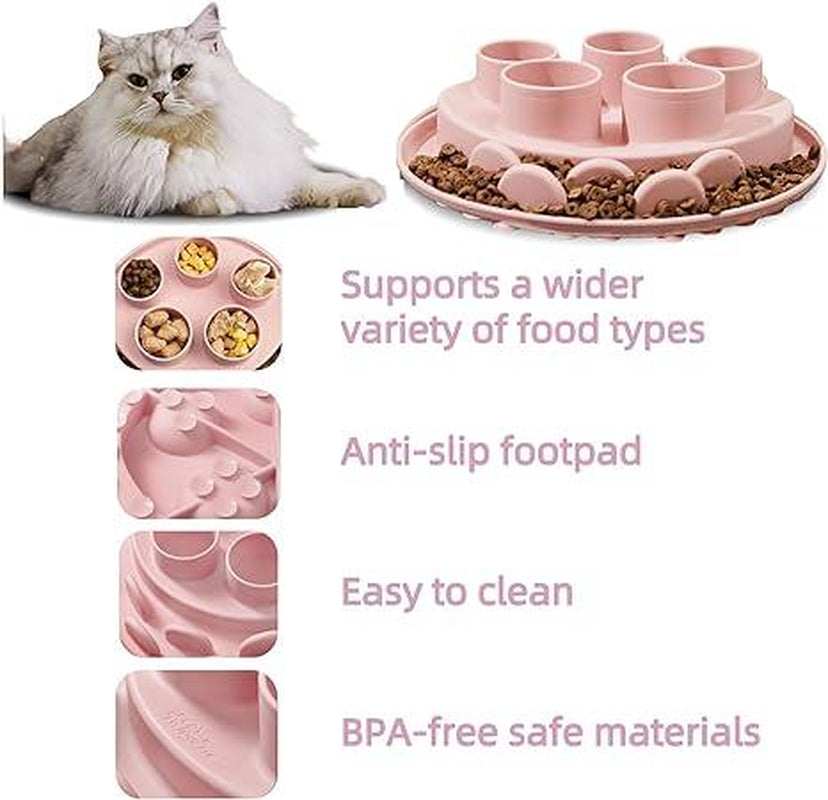 Alfombra Comedero Puzzle Rosa para Gatos - Dispensador Lento para Hábitos de Alimentación Saludables