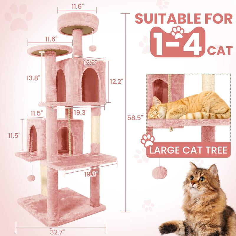 Árbol Rascador para Gatos con Hojas Verdes - Casa Cómoda de Felpa y Poste Rascador para Gatos de Interior