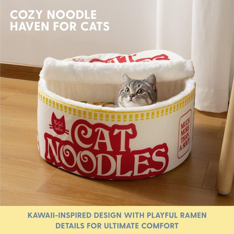 Cama para Gatos Diseño Ramen - Cuna Redonda Suave y Cómoda para Gatos y Mascotas Pequeñas