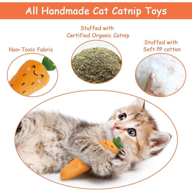 Juguetes con Hierba Gatera para Gatos - Almohadas Interactivas y Mordedores con Catnip Natural para Gatos de Interior