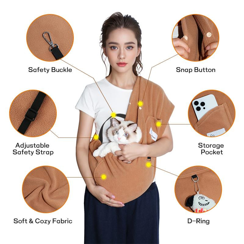 Large Pet Sling, Pet Carrier, Handsfree up to 15Lbs, Dog & Cat Sling Soft Touch for Chinchillas, Hedgehogs, Puppies, Sugar Gliders, Guinea Pigs, Rabbits, Kittens Etc Bag Hands Free