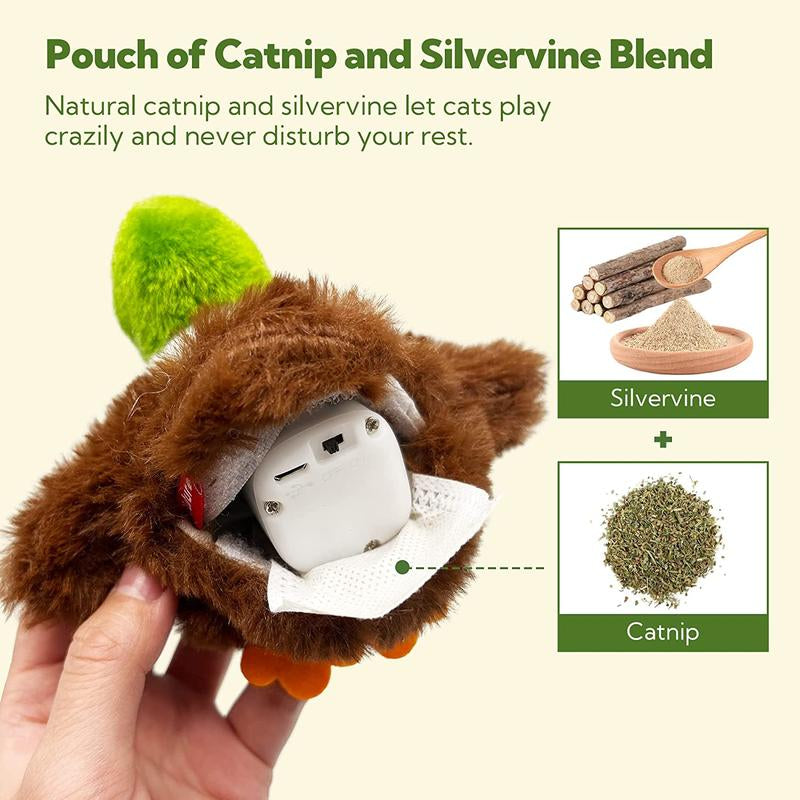 Juguete Interactivo para Gatos Pato Aleteo y Sonido - USB Recargable, Ejercicio y Juego para Gatitos de Interior