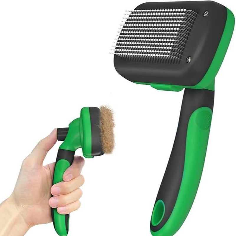 Cepillo Desenredante Autolimpiante para Gatos y Perros - Herramienta de Aseo Profesional Anti-Mudanza de Pelo Largo y Corto