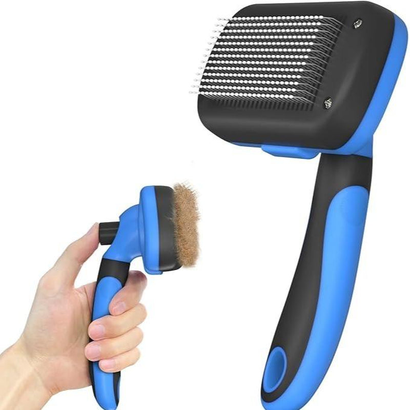 Cepillo Desenredante Autolimpiante para Gatos y Perros - Herramienta de Aseo Profesional Anti-Mudanza de Pelo Largo y Corto