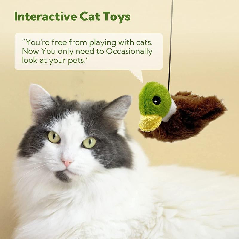 Juguete Interactivo para Gatos Pato Aleteo y Sonido - USB Recargable, Ejercicio y Juego para Gatitos de Interior
