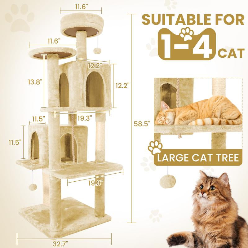 Árbol Rascador para Gatos con Hojas Verdes - Casa Cómoda de Felpa y Poste Rascador para Gatos de Interior