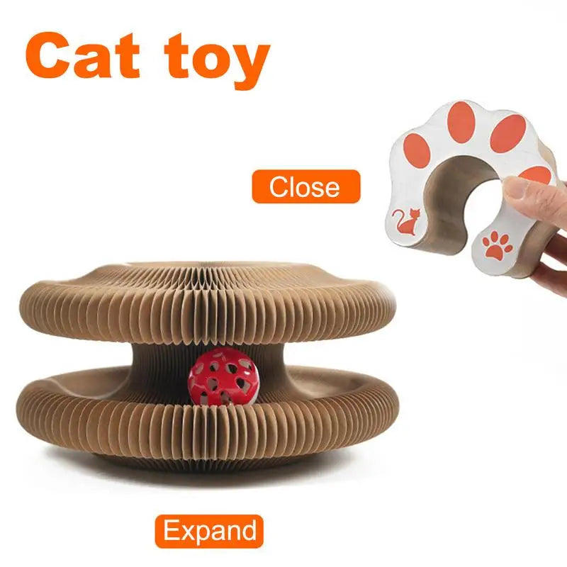 Juguete Rascador de Cartón para Gatos - Tabla Rascadora Plegable con Pelota y Pista - Accesorio para Raspar y Jugar