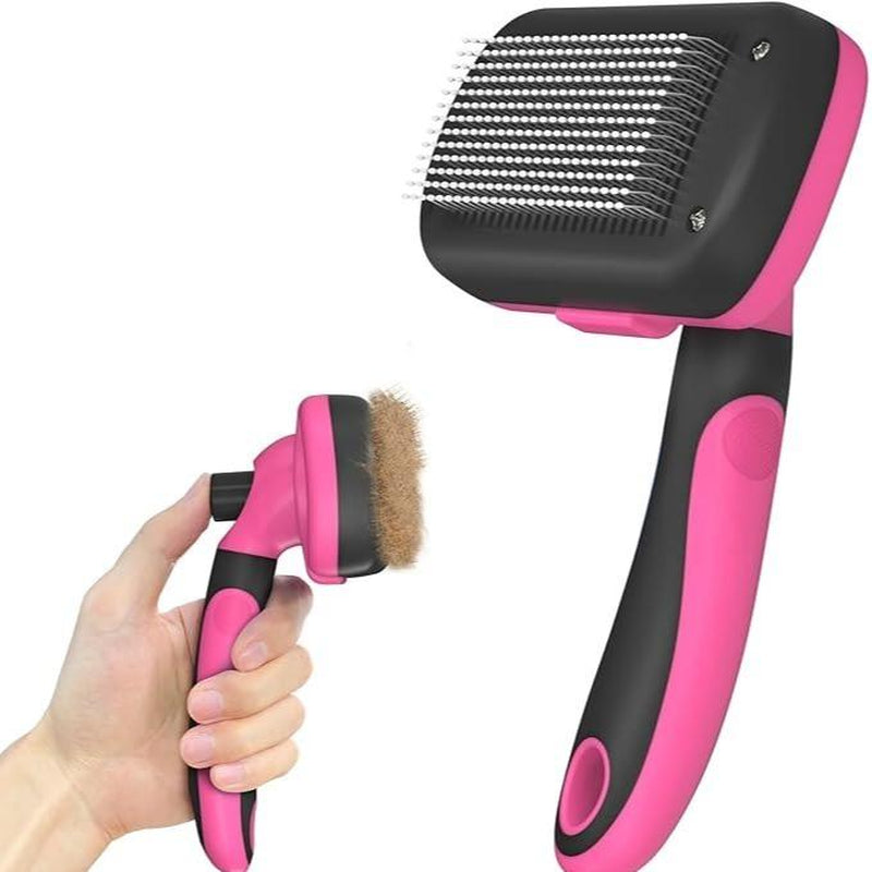 Cepillo Desenredante Autolimpiante para Gatos y Perros - Herramienta de Aseo Profesional Anti-Mudanza de Pelo Largo y Corto
