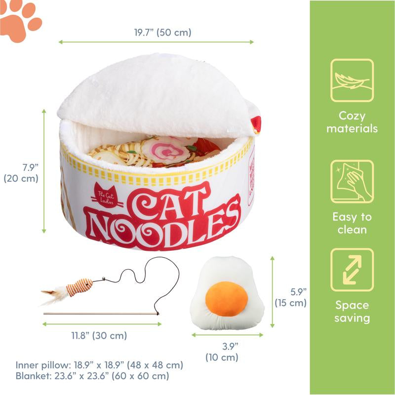 Cama para Gatos Diseño Ramen - Cuna Redonda Suave y Cómoda para Gatos y Mascotas Pequeñas