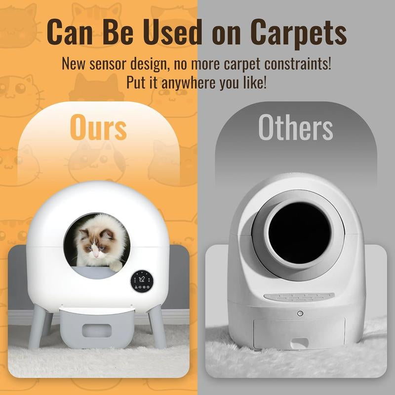 MEEGEEM 100L Extra Large Automatic Cat Litter Box Self Cleaning for Multiple Cats, 2.2Lb-30Lb Cat Can Use,Anti-Pinch/Odor-Removal Design, Litter Robot with APP Control & Safe Alert,All Litter Can Use, with Garbage Bags, App Control