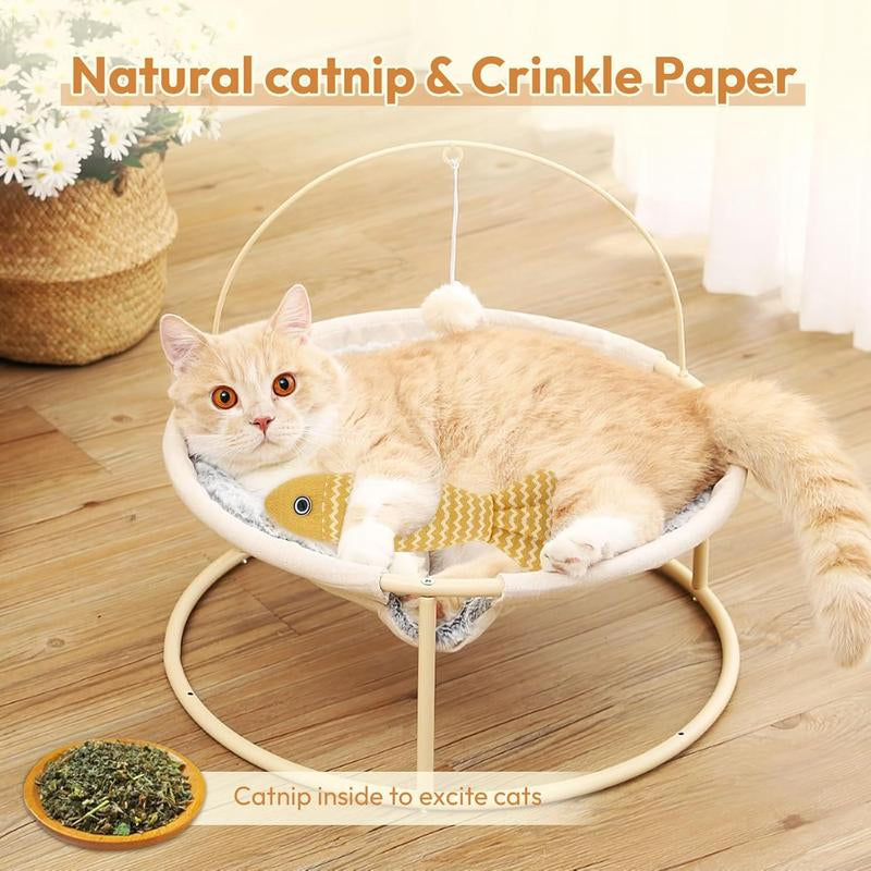 Juguetes para Gatos Pescado con Hierba Gatera - 3 Piezas Sonido Crujiente, Juguetes Interactivos de Lino Suave para Ejercicio Felino Indoor 20cm - Todas las Razas