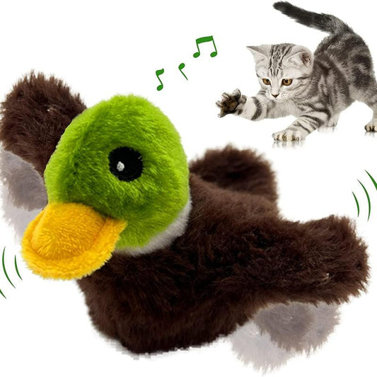 Juguete Interactivo para Gatos Pato Aleteo y Sonido - USB Recargable, Ejercicio y Juego para Gatitos de Interior
