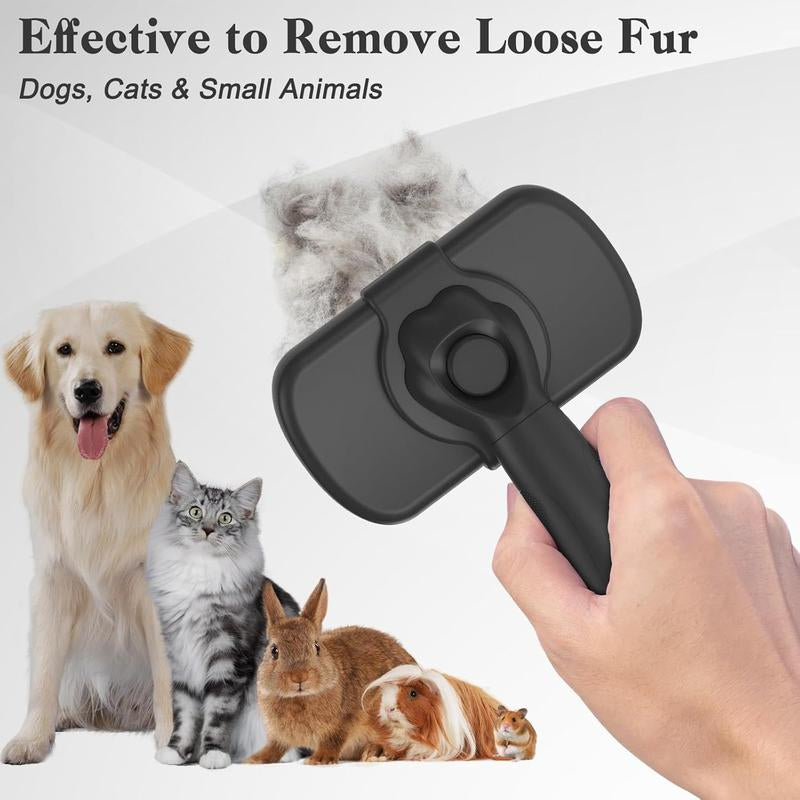 Cepillo Desenredante Autolimpiante para Gatos y Perros - Herramienta de Aseo Profesional Anti-Mudanza de Pelo Largo y Corto