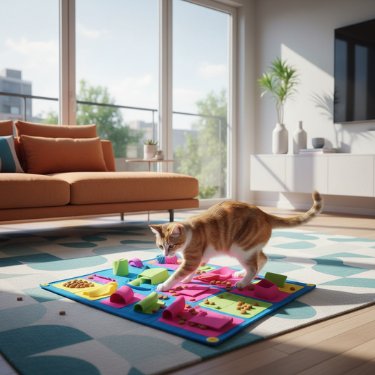 Juegos de alimentación lenta: estimulación mental y salud digestiva para tu gato