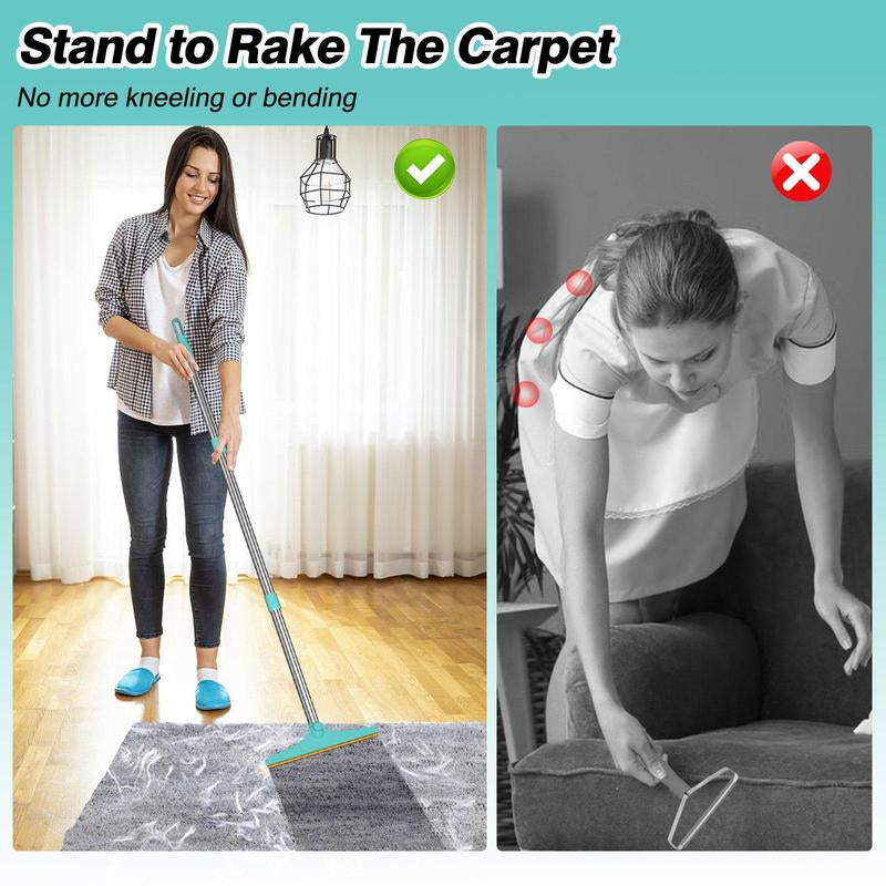 Cat Hair Remover, Adjustable Pet Hair Remover, Pet Cleaning Brush with Hanging Ring, Power Broom, Pet Hair Remover Tool for Carpets Floor Use, Shedding Grooming Kit