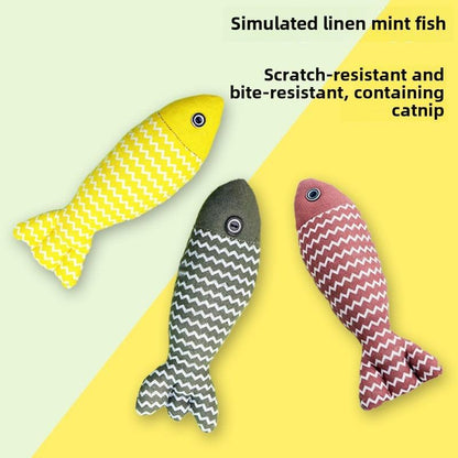 Juguetes para Gatos Pescado con Hierba Gatera - 3 Piezas Sonido Crujiente, Juguetes Interactivos de Lino Suave para Ejercicio Felino Indoor 20cm - Todas las Razas