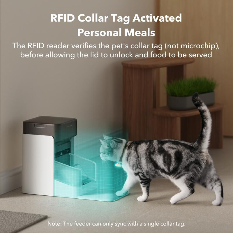 Comedero Automático PETLIBRO RFID WiFi 5G - Dispensador con Control por App y Sensor de Collar para 1-10 Comidas Programables