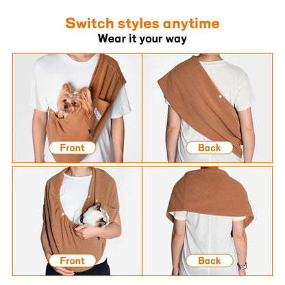 Large Pet Sling, Pet Carrier, Handsfree up to 15Lbs, Dog & Cat Sling Soft Touch for Chinchillas, Hedgehogs, Puppies, Sugar Gliders, Guinea Pigs, Rabbits, Kittens Etc Bag Hands Free