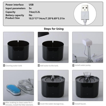 Automatic Cat Water Fountain with Filter, Silent Pet Water Dispenser, Automatic Water Dispenser, Pet Feeding Drinking Fountain, Water Feeder, Automatic Circulation Filtration, Automatic Water Bowl, Cat Accessories, Pet Products, Valentine'S Day Gift