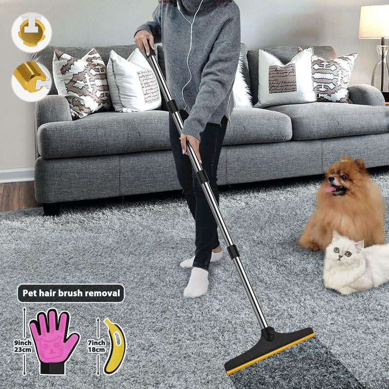 Cat Hair Remover, Adjustable Pet Hair Remover, Pet Cleaning Brush with Hanging Ring, Power Broom, Pet Hair Remover Tool for Carpets Floor Use, Shedding Grooming Kit