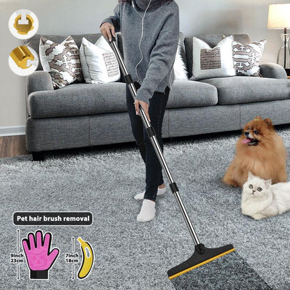 Cat Hair Remover, Adjustable Pet Hair Remover, Pet Cleaning Brush with Hanging Ring, Power Broom, Pet Hair Remover Tool for Carpets Floor Use, Shedding Grooming Kit