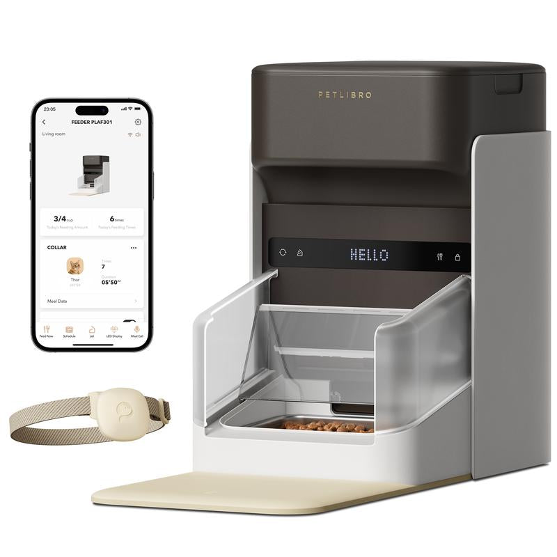 Comedero Automático PETLIBRO RFID WiFi 5G - Dispensador con Control por App y Sensor de Collar para 1-10 Comidas Programables