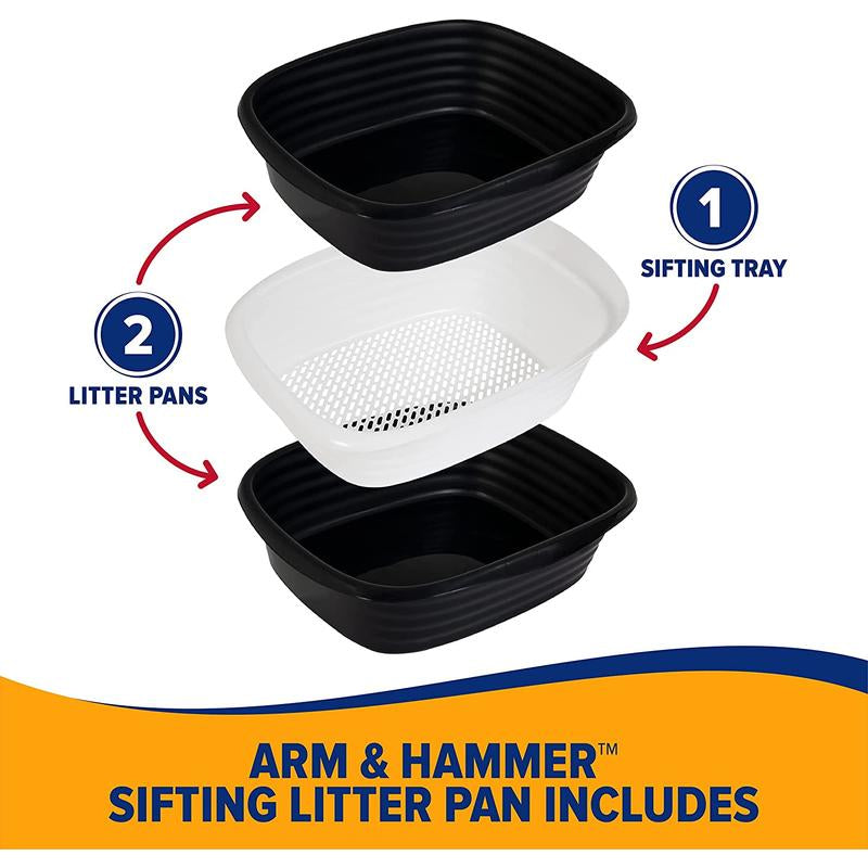 Arm & Hammer Large Sifting Litter Box Scoop Free Cat Litter Tray with Microban, Made in USA Doskocil